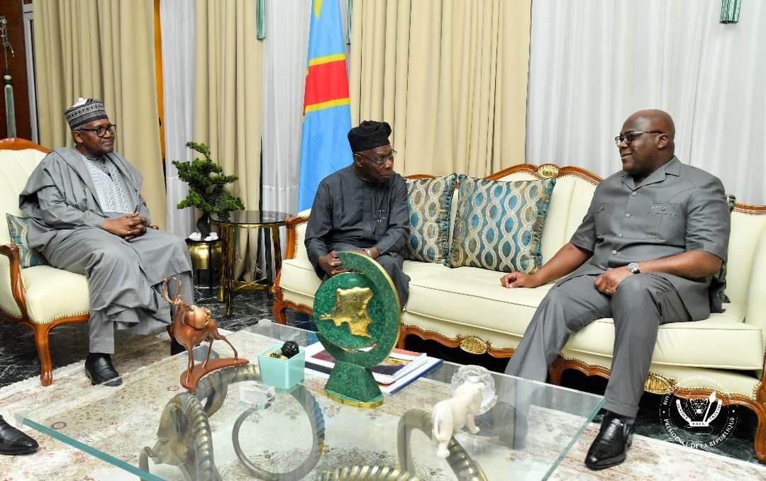 RDC : Félix Tshisekedi s’entretient avec Olusegun Obasanjo et Aliko Dangote